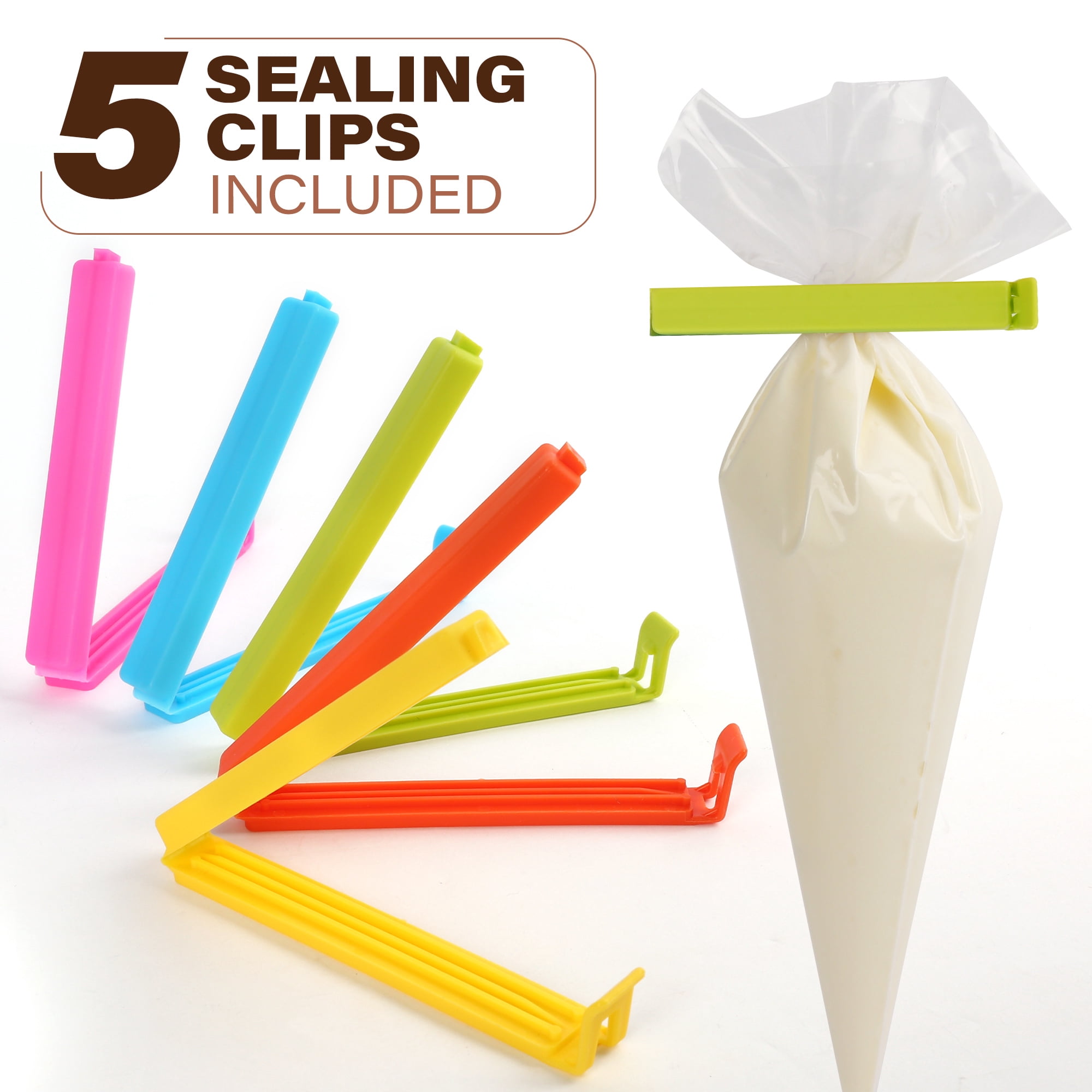 LotFancy Piping Bags, 150 Pcs 12" Disposable Pastry Bags & 5 Clips, Thick Icing Bags, Non-Slip