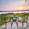 thumbnail image 6 of W WARMHOL 3-Piece Outdoor Patio Dining Set, All-Weather Cast Aluminum Patio Furniture Set for Backyard Garden Deck with 2 Cushioned Chairs and 30.8" Round Table, 2" Umbrella Hole, 6 of 7