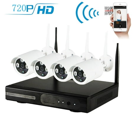 Zimtown 4CH 720P NVR Wireless Wifi Outdoor IR Night Vision Home Security Camera System (Hard Drive NO (Best Wireless Nvr System)