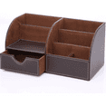 thumbnail image 6 of KINGFOM Desktop Drawers, PU Leather Pen Holder Desktop Organizer Office Supplies Storage Box for Pen/Mobile Phone/Remote Control Brown, 6 of 9