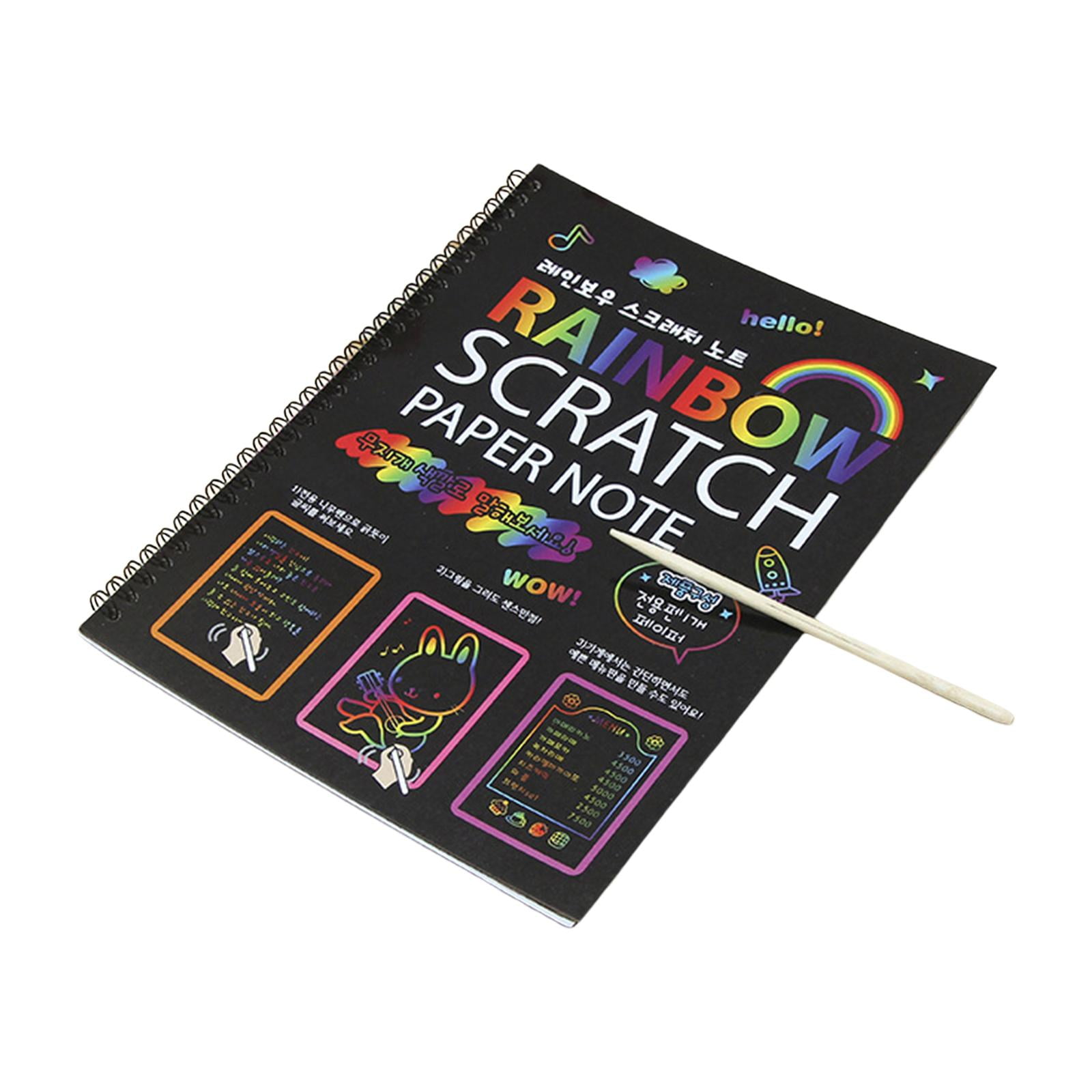 Scratch Arts Drawing Notebook Pape,rainbow ,scratch Sheets Notes Cards  ,Drawing Art Book for Easter Gifts Children Activity 