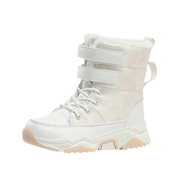 NOKIO Bottes d'Hiver pour Enfants Imperméables Doublées de Fourrure Antidérapantes Hautes pour Temps Froid Chaussures de Randonnée pour Garçons Extérieur