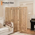 thumbnail image 4 of Jostyle 6 Panel Solid Wood Room Divider Privacy Screen - Freestanding Folding Partition with Feather Openwork Design, Paulownia Wood Frame Natural, No Assembly for Living Room, Bedroom, Office, 4 of 12