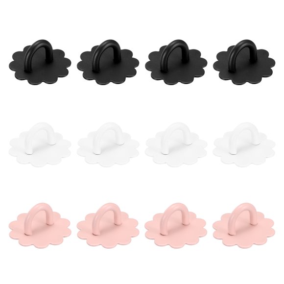 Uxcell 12Pcs Soporte para Anillo de Teléfono (0.9 Pulgadas) - Gancho de Agarre para Dedo en Forma de Flor Adhesivo para Accesorios de Funda de Tableta, Negro/Blanco Negro/Rosa
