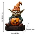 thumbnail image 5 of BNNG Halloween Pumpkin Alien Resin Statue Fall Gnome Statue Fall Pumpkin Gnome Decoration Autumn Resin Dwarf Elf Statue for Porch Garden Outdoor Yard Halloween Thanksgiving Decorations, 5 of 6