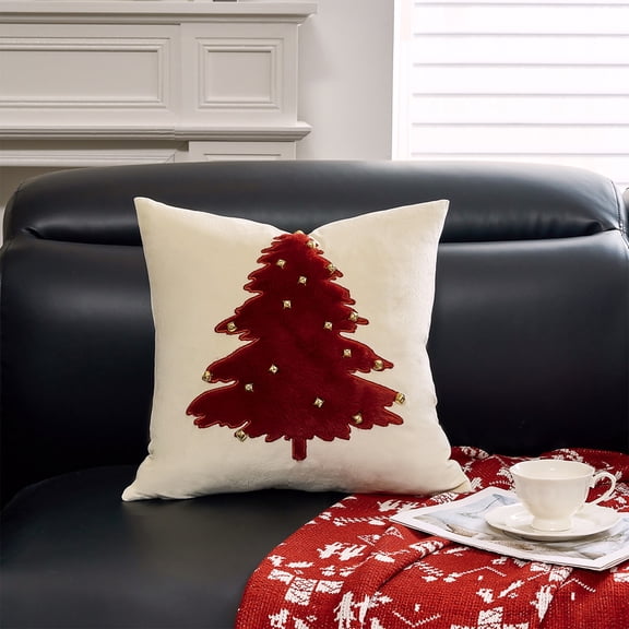 FeiFu Embroidered Christmas Pillow Cover 17.72x17.72in for Xmas Decor Winter Holiday Couch Sofa Fall Winter Home Decoration