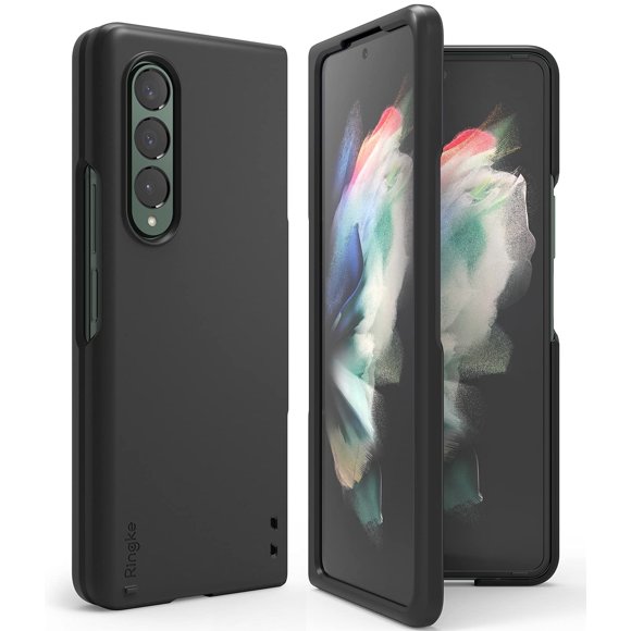 Ringke Slim Case Compatible with Samsung Galaxy Z Fold 3, Hard Thin Transparent Premium PC with Non-Slip Pad Lightweight Protective Phone Cover for Z Fold3 5G (2021) - Black