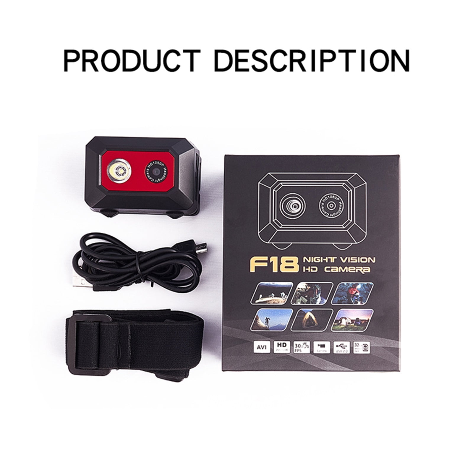 HD 1080P Outdoor Sport Camera F18 Night Vision Camcorder Head-mounted Action Cameras Helmet Video Recording DVR Cam
