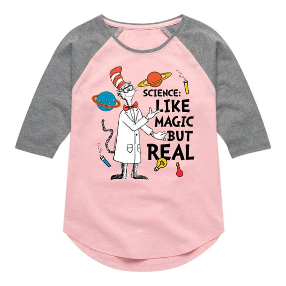 Cat in the Hat - Science Like Magic But Real - Toddler And Youth Girls Raglan Graphic T-Shirt
