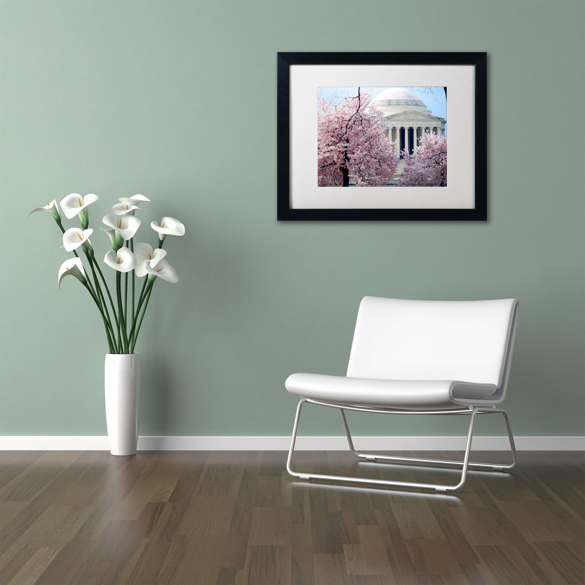Trademark Fine Art "Cherry Blossoms 2014-7" Canvas Art by CATeyes, White Matte, Black Frame