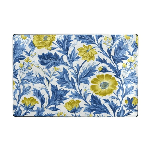 Area Rugs 36"x24" Indoor Non-Slip Wear Resistant Floor Mats Soft Large Carpets for Living Room Bedroom Home Decor Washable Rug Yellow Floral Style