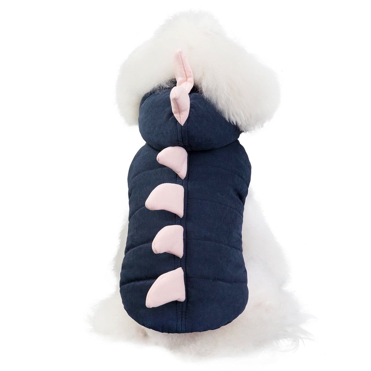Kepooman Pet Warm Hoodies Dinosaur Costume for Puppy, Dog Winter Jacket Coats with Hat for Small Medium Dogs, Dark Blue, L Kepooman Pet Warm Hoodies Dinosaur Costume for Puppy, Dog Winter Jacket Coats with Hat for Small Medium Dogs, Dark Blue, L