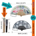 thumbnail image 6 of 1pc Hand Fan Flamingo Foldable 23cm 9inch White Background Bamboo Rib and Slender Cotton Pouch, 6 of 7