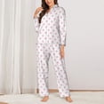 thumbnail image 2 of Honeii Animal Pink Color Paw Print Women's Pajama Sets Long Sleeve Button Down Sleepwear Nightwear Soft Pjs Lounge Sets 2PCS-Small, 2 of 7