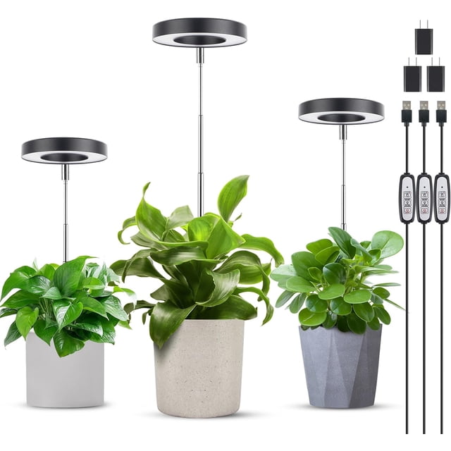 LORDEM Luz de cultivo, luz LED de espectro completo para plantas de interior, lámpara de crecimiento ajustable en altura con temporizador de encendido/apagado automático 4/8/12H, 4 brillo regulable, i