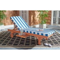 SAFAVIEH Newport Outdoor Patio Chaise Lounge Chair, Natural/Blue/White