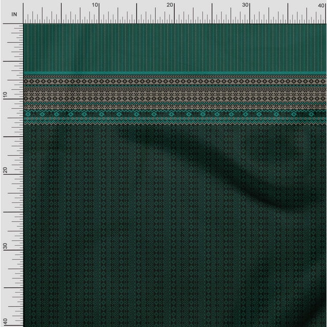 Soimoi Polyester Crepe Fabric Stripe & Aztec Panel Print Fabric by Yard 52 Inch Wide