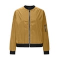 thumbnail image 4 of Zip Up Casual Jacket for Women Oversized Long Sleeve Coat Light Windbreaker With Ribbed Cuffs Pockets Khaki 2XL, 4 of 8