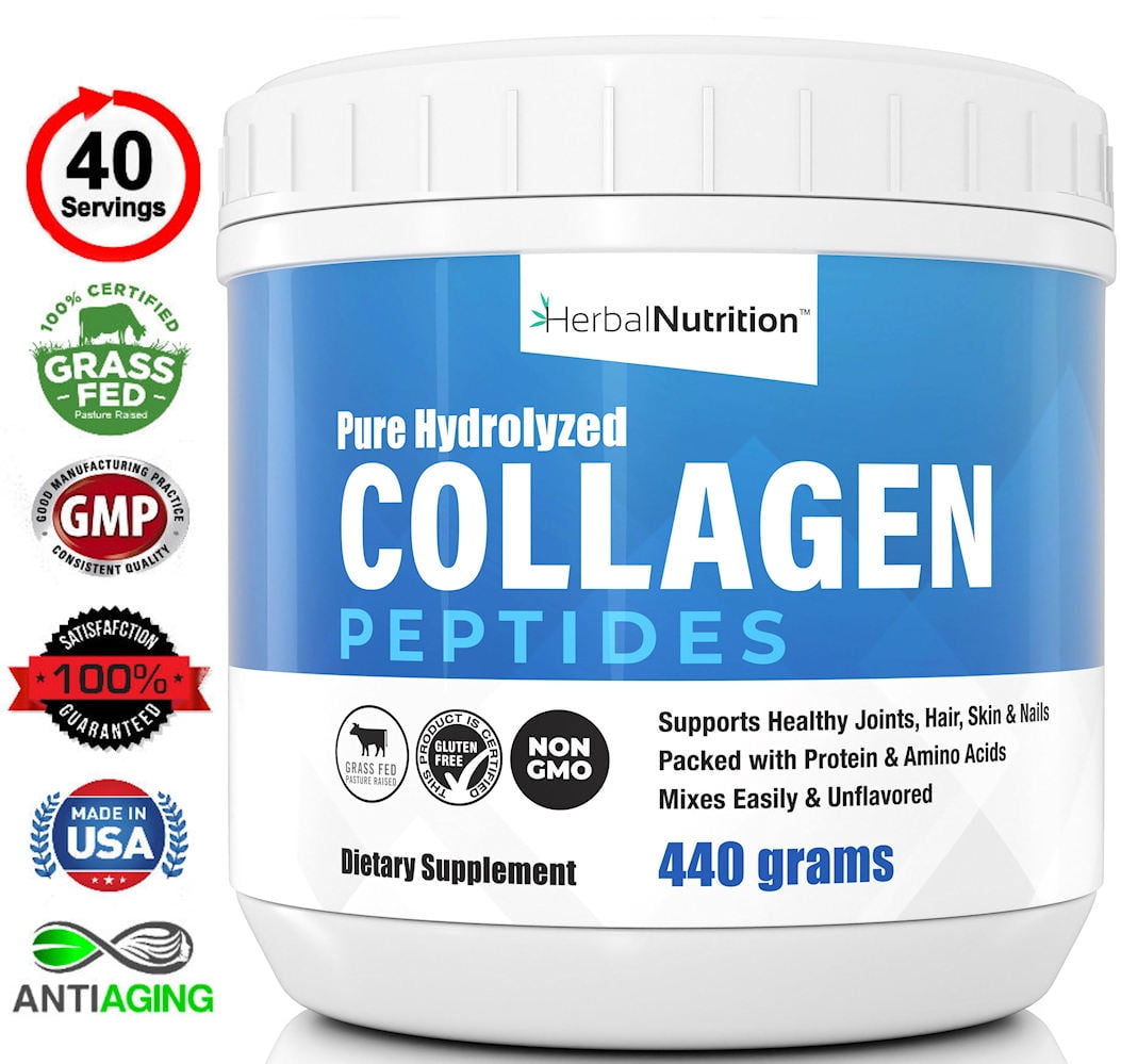 Collagen Peptides Powder Hydrolyzed Amino Acids for Skin Hair Nails and Joint Health, Keto Paleo Friendly Non GMO Gluten Free 40 Servings Plus Free Shipping