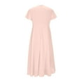 thumbnail image 5 of NXMZXB Women's High Low Bridesmaid Dresses for Women Loose Fit Casual Chiffon Pleated V Neck Short Sleeves Formal Gown with Slit Pink XL, 5 of 8