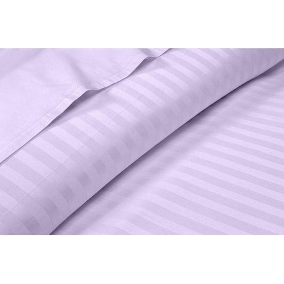 100% Egyptian Cotton Bed Sheets Set with 12" Inch Deep Pocket - Soft & Cooling Sheets - 4 Piece Sheets & Pillowcases - 400 Thread Count Luxury Bedding - Lavender Stripe, Twin-XXL Size.