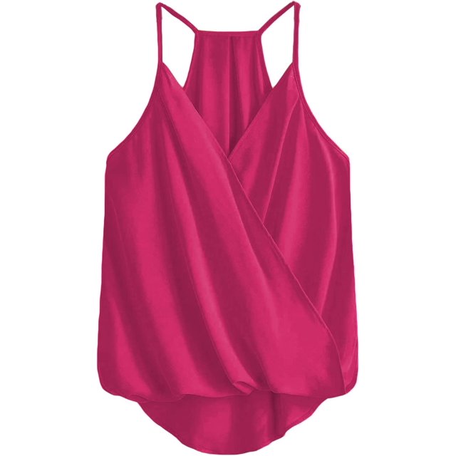 playera sin mangas con tirantes delgados para mujer Rojo rosa M Rojo rosa M Xishao ropa