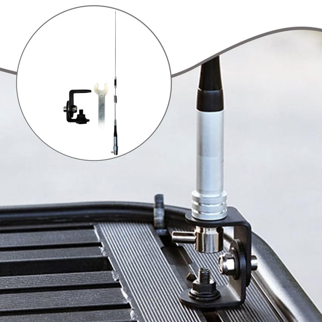 Quzzie Car Antenna Arm Mount, Adjustable, Direct Mounting, Thick Stainless Steel, 180 degree Rotation Function, Accessory, Suitable for Vehicles with Roof Rails, G With Antenna
