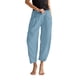 thumbnail image 1 of Pantalones anchos de lino para mujer con cintura elástica - Pantalones holgados y casuales con bolsillos para el verano y la playa, 1 of 6