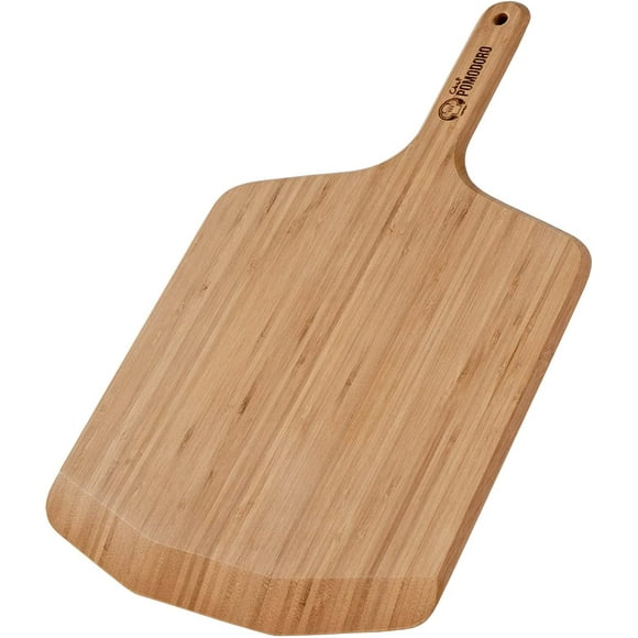 Chef Pomodoro 12-inch Bamboo Pizza Peel, Lightweight Wooden Pizza Paddle and Serving Board for Baking Homemade Pizza and Bread, Pizza Spatula Gourmet Luxury Outdoor Pizza Oven Accessories