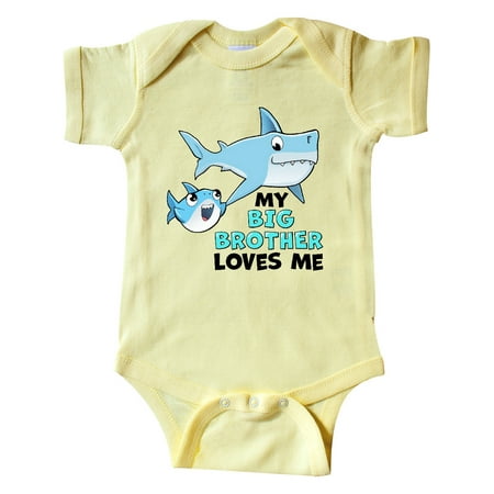 

Inktastic My Big Brother Loves Me with Cute Sharks Gift Baby Boy or Baby Girl Bodysuit