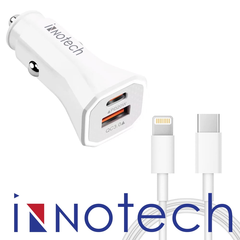 USB C - And A Dual Car Charger for iPhone 14/13/121[Apple MFi Certified],  Innotech 35W PD Car Charger Adapter Fast Charging with 3Ft Lightning to  Type C Cable for iPhone 14 13