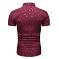 thumbnail image 3 of Camisa informal de manga corta con estampado de plumas y botones para hombre Pompotops oipoqjl47717, 3 of 3