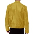 thumbnail image 4 of Pxiakgy winter coats for men Men's Autumn And Winter Stand Collar Leather Jacket Zip Leather Jacket Long Sleeve Jacket Yellow + M, 4 of 5