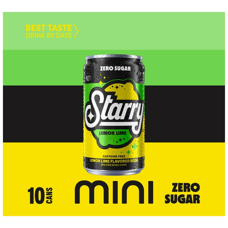 Starry, Lemon Lime Soda, 7.5 fl oz, 10 Pack Mini Cans - Walmart.com
