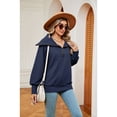 thumbnail image 3 of XCHQRTI Women's Zipper Sweatshirt V Neck Lapel Hoodie Long Sleeve Pullover Loose Fit Fall Sweatshirt, 3 of 7
