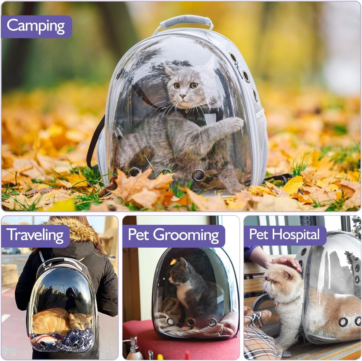 PandaTop Cat Backpack Carrier, Breathable Cat Bubble Carrying Bag