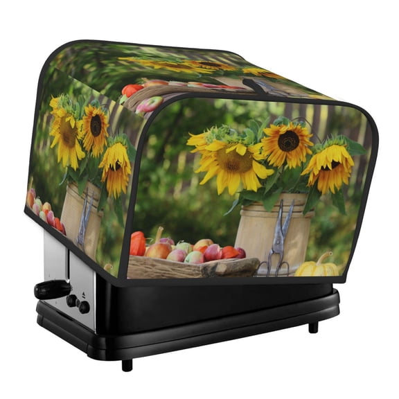 Rateoe Vintage Wooden Bucket Pattern Toaster Covers 4 Slice Wide Slot,Bread Machine Cover,Bread Dust Cover & Fingerprint Protection,Appliance Covers