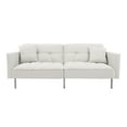 thumbnail image 6 of Convertible Futon Sofa Bed, 74.8" Adjustable Fabric Couch Sleeper, Linen Upholstered Modern Recliner Reversible Loveseat Folding Daybed Guest Bed for Living Room, 2 Pillows, Metal Legs, White, 6 of 9