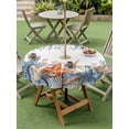 thumbnail image 4 of Outdoor Tablecloths with Umbrella Hole & Zipper, Blue Coastal Round Tablecloth 54 Inch, Summer Beach Starfish Weeping Eucalyptus Waterproof Table Cloth, Patio/Pool/Picnic Table Covers, 4 of 8