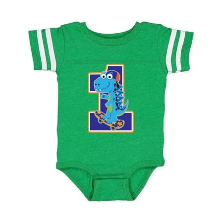 

Inktastic Skateboarding 1st Birthday Boy Dinosaur Gift Baby Boy Bodysuit