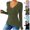 Blue, variant on Black Women Grooved Knitted Tops Solid Color V Neck Pullover Casual Long Sleeve Blouses Slim Fitss Wrap Tops with Buttons Daily Work Office Vacation Outfits