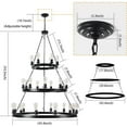 thumbnail image 5 of Sumdeal Farmhouse 43.4" 3 Layer 27-Light Large Black Wagon Wheel Chandelier for Porch, Dining Room, Living Room, and High Ceilings., 5 of 7