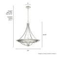 thumbnail image 6 of Hunter - Perch Point 4-light Brushed Nickel, Large Pendant Light, Dimmable, Casual Style, Empire Shaped, for Bedrooms, Dining, Living Rooms - 19429, 6 of 7