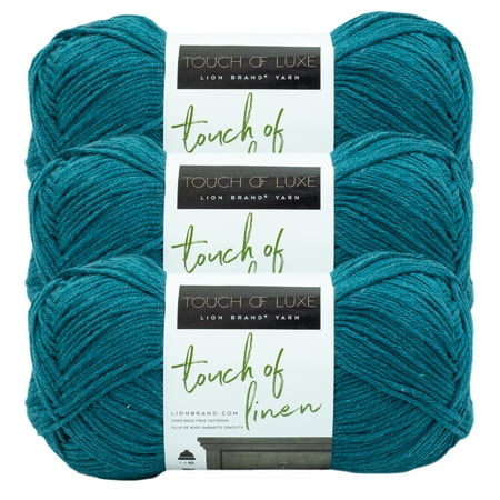 UPC: 0842093131663 | Lion Brand Yarn Touch of Linen Peacock Touch of Luxe Collection Medium Cotton  Linen Green Yarn 3 Pack
