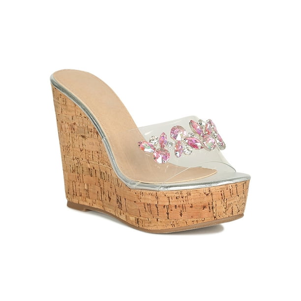 open toe wedge mule