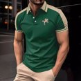 thumbnail image 2 of FUZHIQ Men's Polo Shirts Short Sleeve Color Block Horse Embroidery Casual Golf Polo Breathable Lightweight Business Daily Wear Fashion Collared Tops,M, 2 of 6