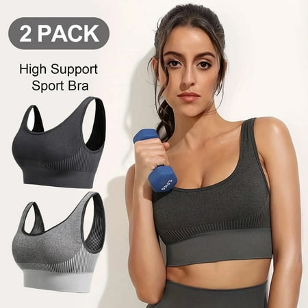 2 Pack Sports Bras for Women High Support Wirefree Padded Bras Supportive Workout Yoga Bras Workout Athletic Comfortable Underoutfit Tank Tops