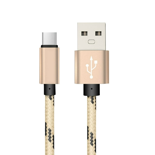Cateissary Cable de carga Micro USB 3A (máx.) 1/2M tipo C Cable de datos de carga rápida Cable de carga tejido de nailon para Cable Teléfono y Comunicación Oro 2 metros