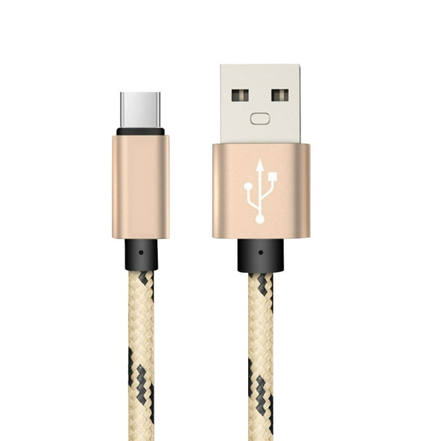 Becaristey 3A(Max ) for Micro USB Charging Cable 1/2M Type-C Fast Charging Data Cord Nylon Weaving Charging Wire For Cable Wire Gold 1 Meter 1Set