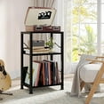 thumbnail image 2 of 3 Tier Record Player Stand, Retro Vinyl Record Storage End Table Records for Living Room Bedroom (Black), 2 of 12